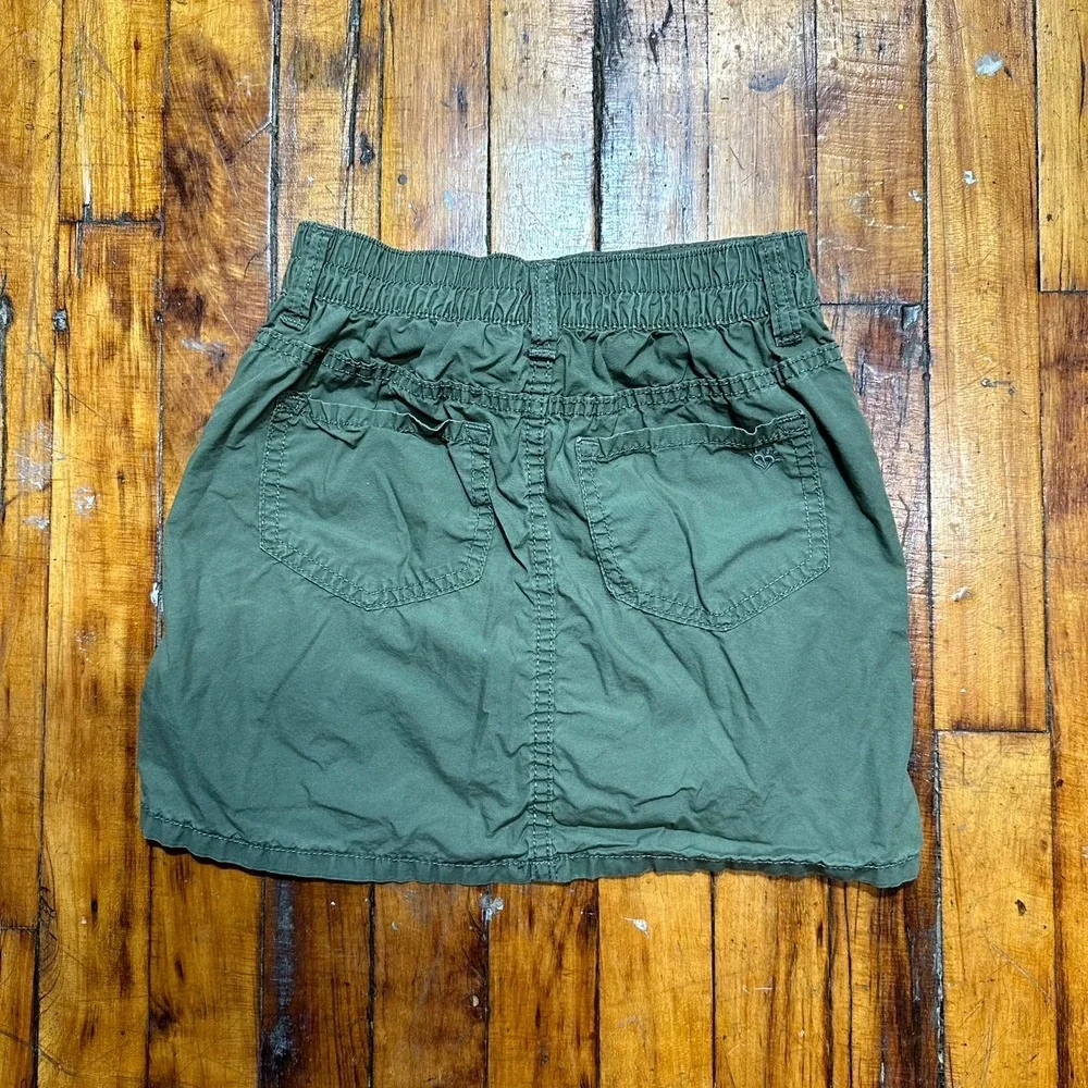 Justice Mini Skirt Girls Size 10 Olive Green Cargo Pockets Belted Waist Utility
